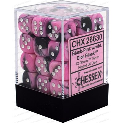 Chessex 36d6 Gemini Black-pink/white