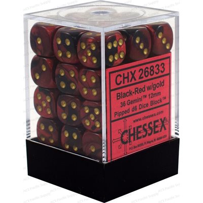 Chessex 36d6 Gemini Black-red/gold