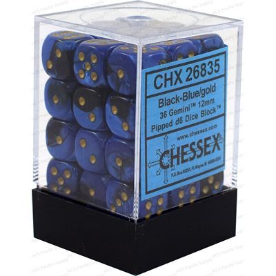 Chessex  36d6 Gemini Black-blue/gold