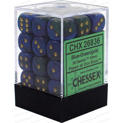 Chessex 36d6 Gemini Blue-green/gold