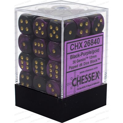 Chessex 36d6 Gemini Black-purple/gold