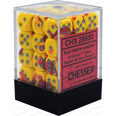 Chessex  36d6 Gemini Red-yellow/silver