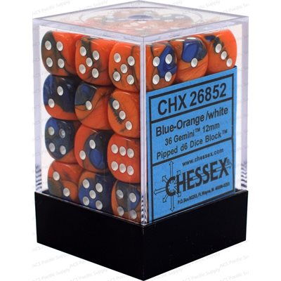 Chessex 36d6 Gemini Blue-orange/white
