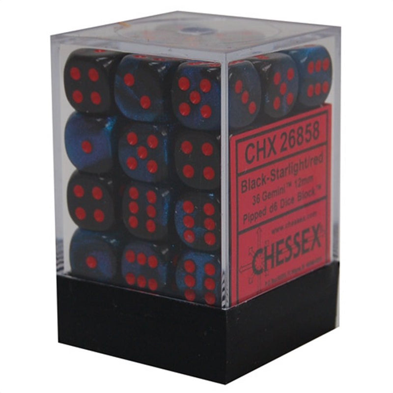 Chessex  36d6 Gemini Black-starlight/red