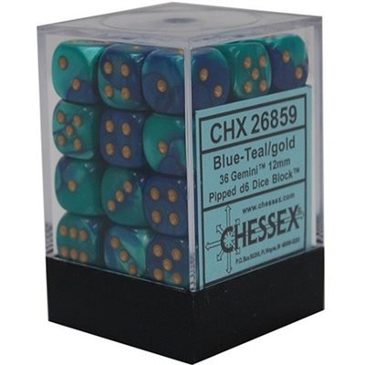 Chessex 36d6 Gemini Blue-teal/gold