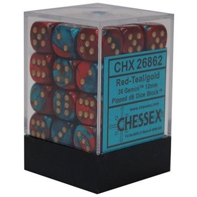 Chessex 36d6 Gemini Red-teal/gold