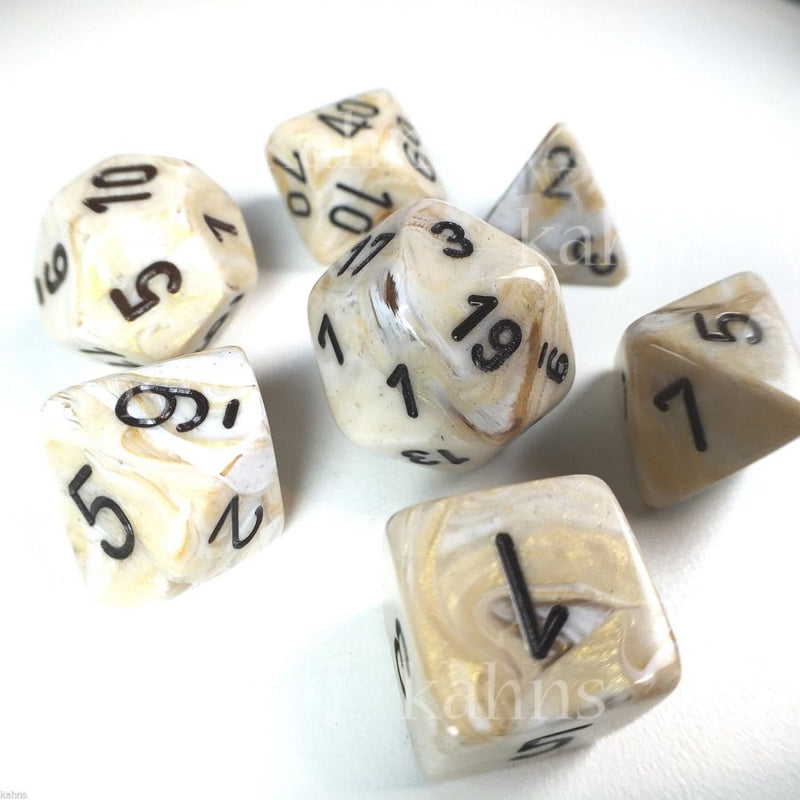 Chessex Poly Marble Ivory/black