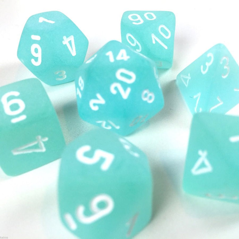 Chessex Poly Frosted Teal/white