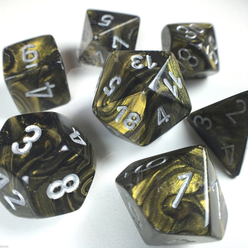 Chessex Poly Leaf Black Gold/silver