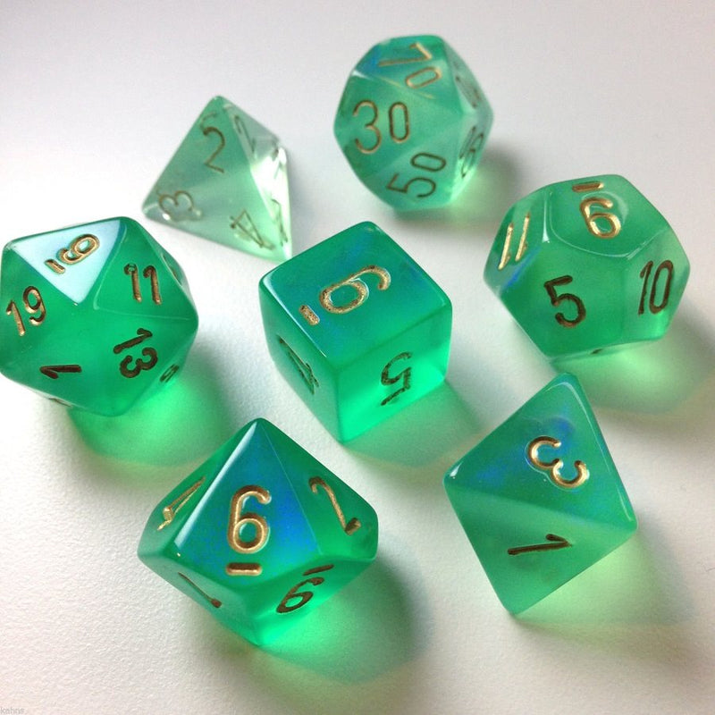 Chessex Poly Borealis Light Green/gold