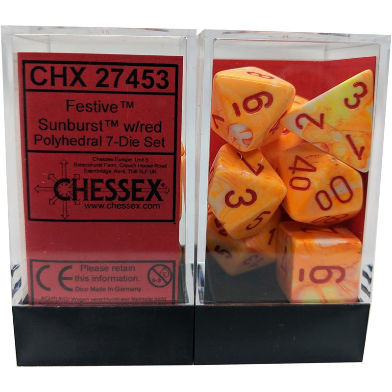 Chessex Poly Festive Sunburst/red