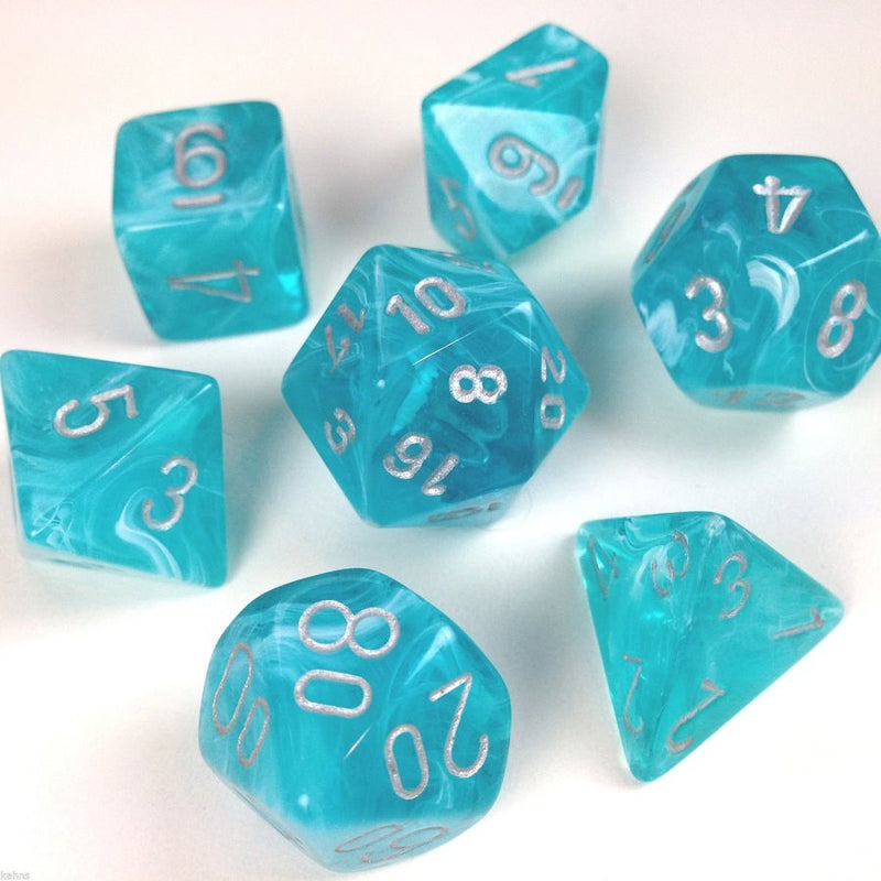 Chessex Poly Cirrus Aqua/silver