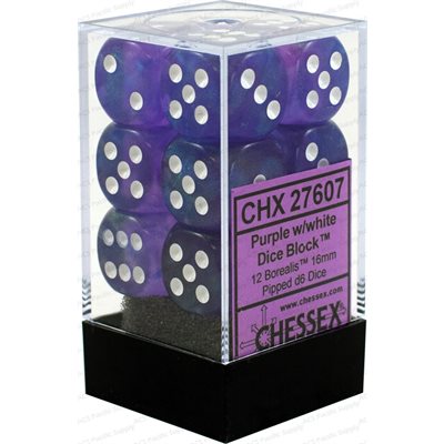 Chessex 12d6 Borealis Purple/white