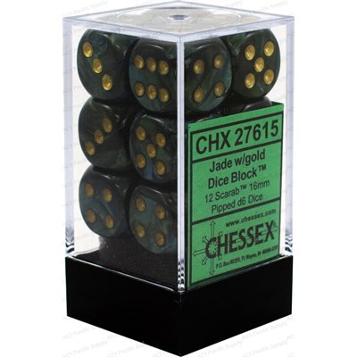 Chessex  12d6 Scarab Jade/gold