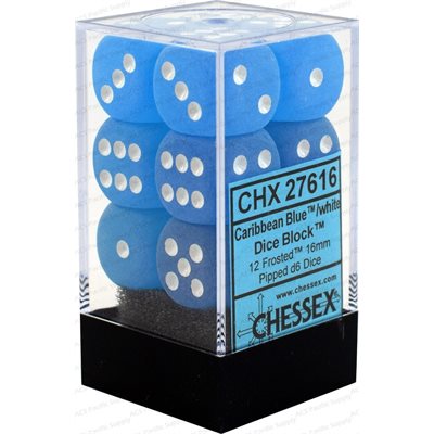 Chessex 12d6 Frosted Caribbean Blue/white