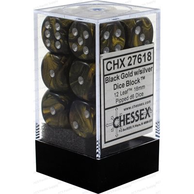 Chessex 12d6 Leaf Black Gold/silver