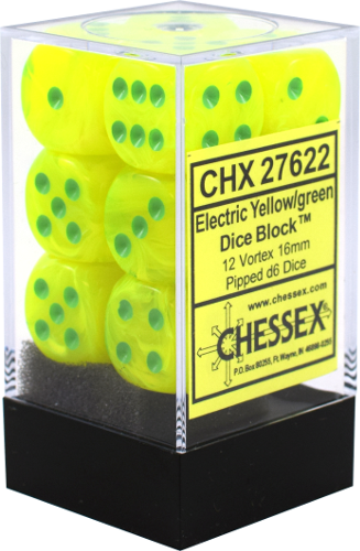 Chessex 12d6 Vortex Electric Yellow/green