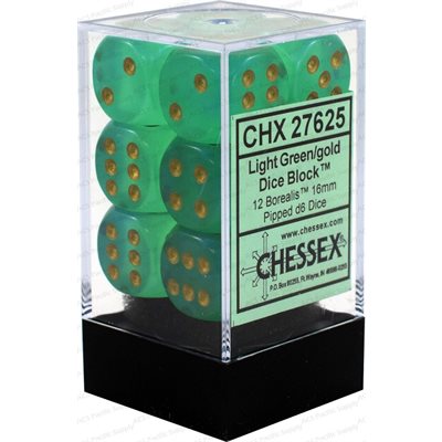 Chessex 12d6 Borealis Light Green/gold