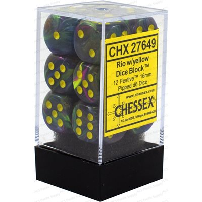 Chessex 12d6 Festive Rio/yellow