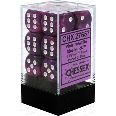 Chessex 12d6 Festive Violet/white