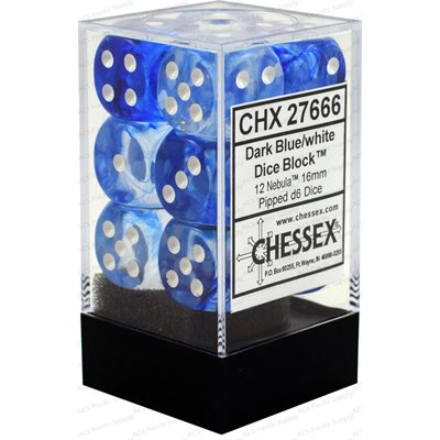 Chessex  12d6 Nebula Dark Blue/white