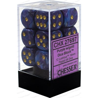 Chessex 12d6 Lustrous Purple/gold