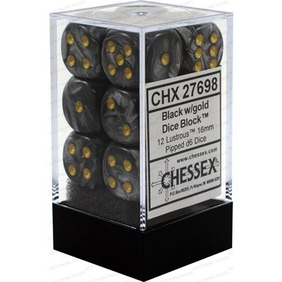 Chessex 12d6 Lustrous Black/gold
