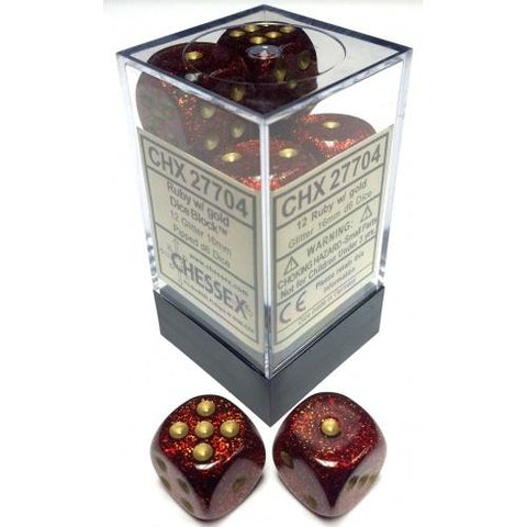 Chessex  12d6 Glitter Ruby/Gold