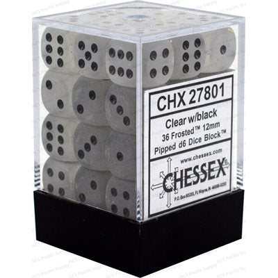 Chessex 36d6 Frosted Clear/black