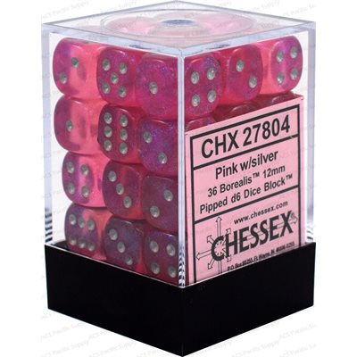 Chessex 36d6 Borealis Pink/silver