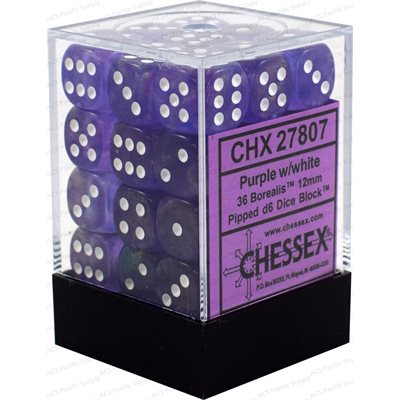 Chessex 36d6 Borealis Purple/white