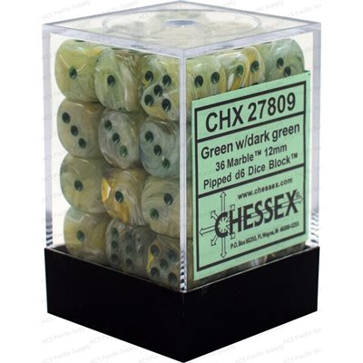 Chessex 36d6 Marble Green/dark Green