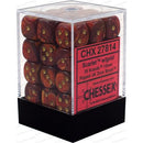 Chessex 36d6 Scarab Scarlet/gold