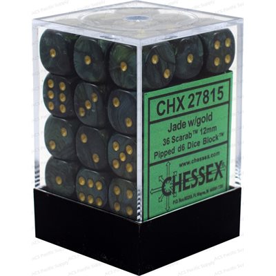 Chessex 36d6 Scarab Jade/gold