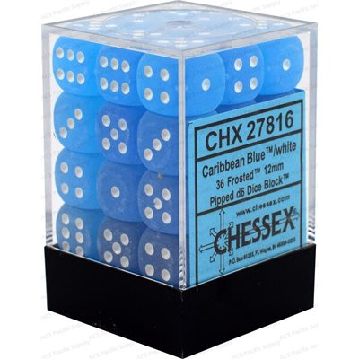 Chessex 36d6 Frosted Caribbean Blue/white