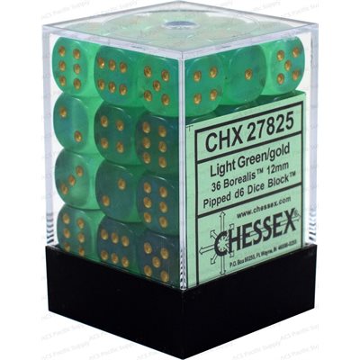 Chessex 36d6 Borealis Light Green/gold