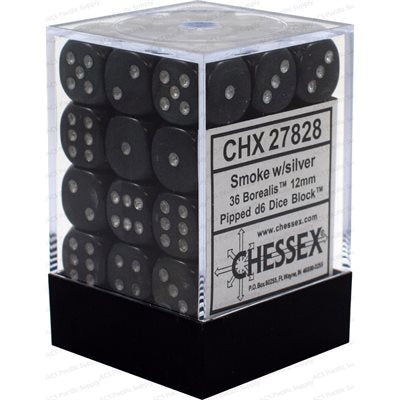 Chessex 36d6 Borealis Smoke/silver