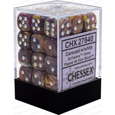 Chessex  36d6 Festive Carousel/white