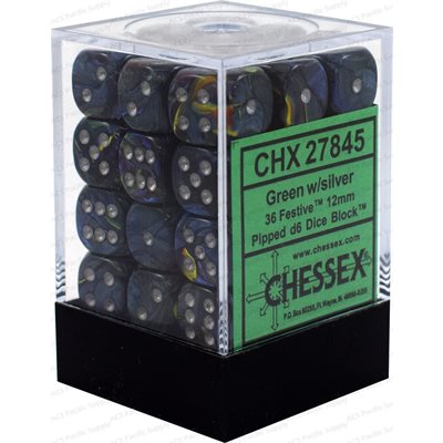 Chessex 36d6 Festive Green/silver