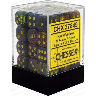 Chessex 36d6 Festive Rio/yellow