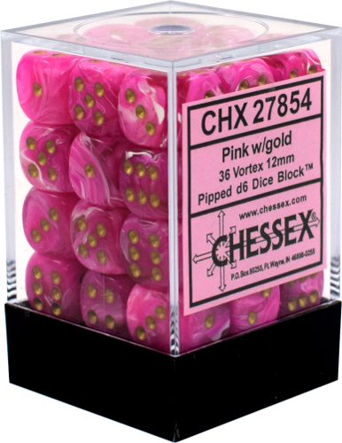 Chessex 36d6 Vortex Pink/gold