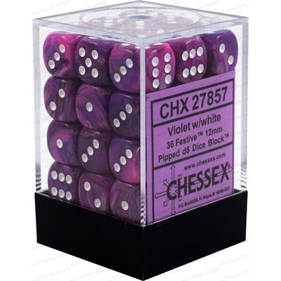 Chessex 36d6 Festive Violet/white