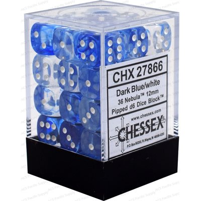 Chessex 36d6 Nebula Dark Blue/white