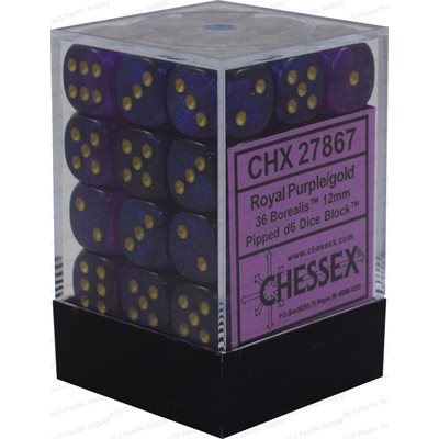 Chessex 36d6 Borealis Royal Purple/gold