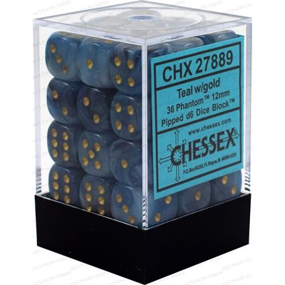Chessex 36d6 Phantom Teal/gold