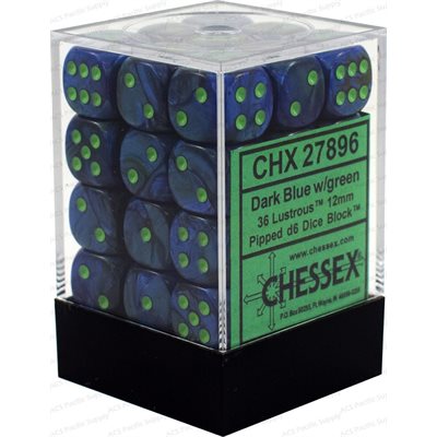 Chessex 36d6 Lustrous Dark Blue/gold