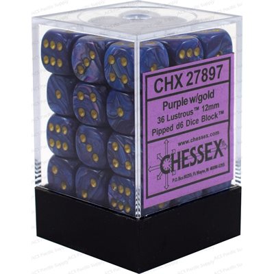 Chessex 36d6 Lustrous Purple/gold