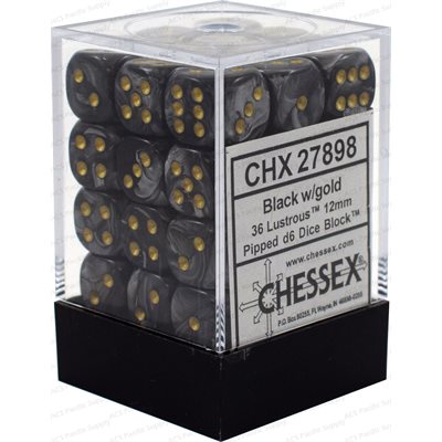 Chessex 36d6 Lustrous Black/gold