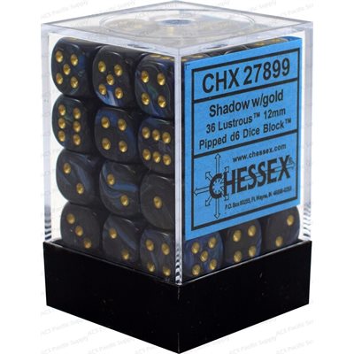 Chessex 36d6 Lustrous Shadow/gold