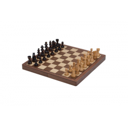 Chess Set 11" Walnut Finish Magnetic Folding